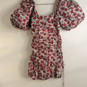 Astr Red and White Floral Dress